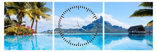 Obraz - Bora-Bora, Francúzska Polynézia (s hodinami) (90x30 cm)