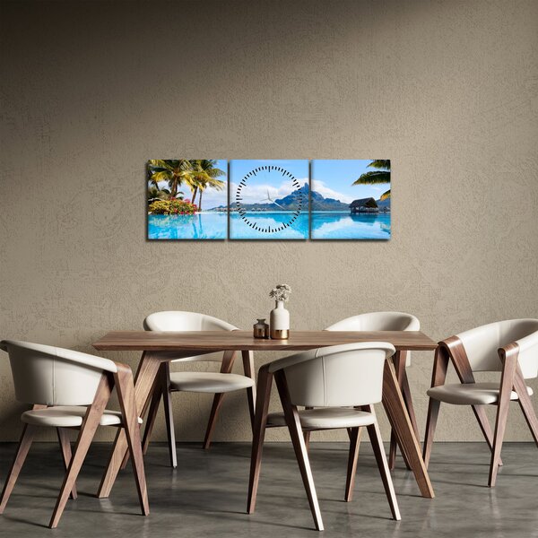 Obraz - Bora-Bora, Francúzska Polynézia (s hodinami) (90x30 cm)