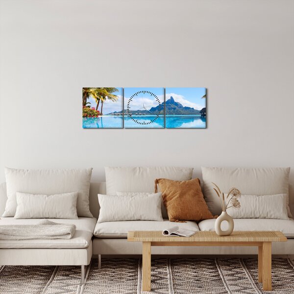 Obraz - Bora-Bora, Francúzska Polynézia (s hodinami) (90x30 cm)