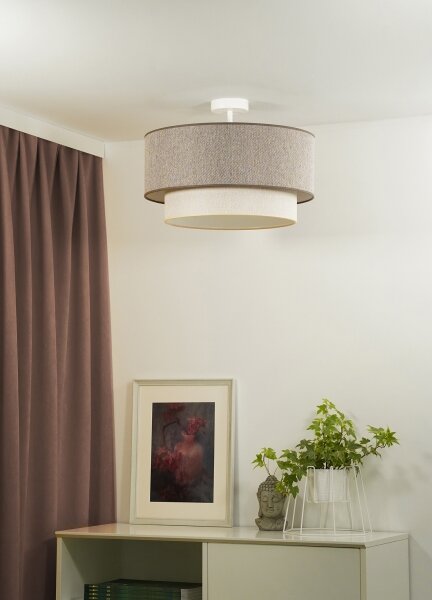 Duolla-Prisadený luster BOHO ECO RECYCLING 1xE27/15W/230V pr. 45 cm hnedá/krémová