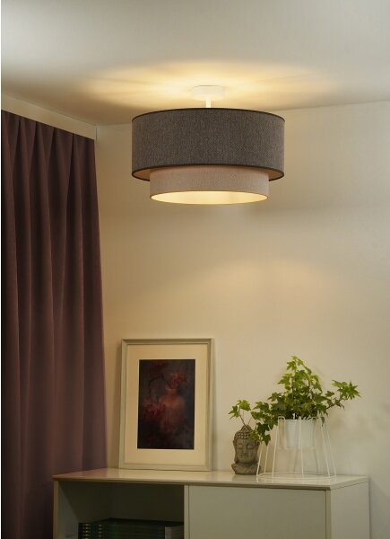 Duolla-Prisadený luster BOHO ECO RECYCLING 1xE27/15W/230V pr. 45 cm hnedá/krémová