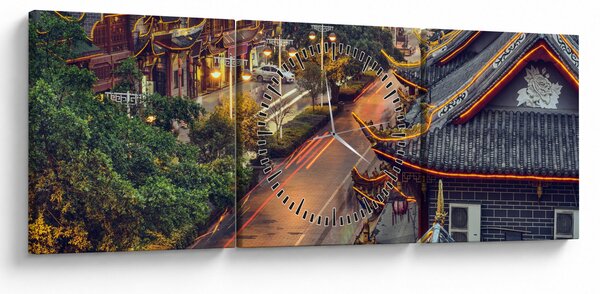 Obraz - Qintai Road, Čcheng-tu, Čína (s hodinami) (90x30 cm)