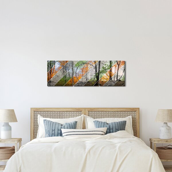 Obraz - Striedanie ročných období (s hodinami) (90x30 cm)