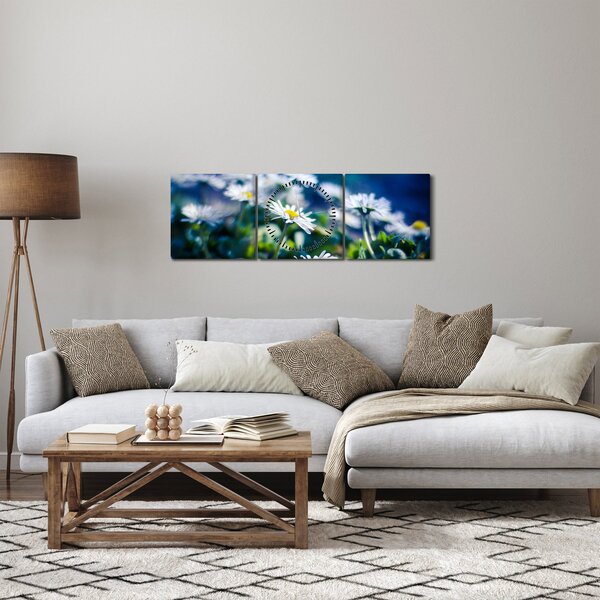 Obraz sedmokrások (s hodinami) (90x30 cm)