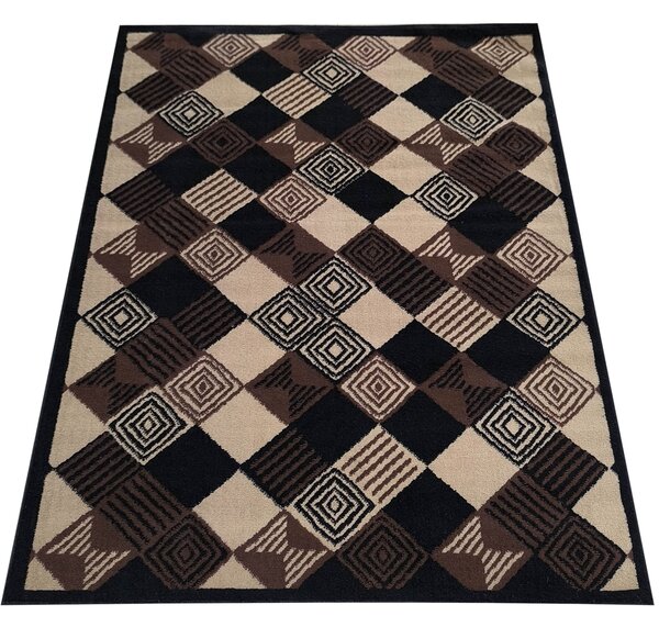 DY Hnedý koberec s geometrickým vzorom Alfa 17 Rozmer: 60x100 cm