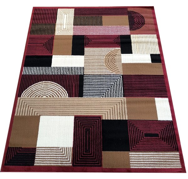 DY Červený koberec s geometrickým vzorom Alfa 18 Rozmer: 40x60 cm