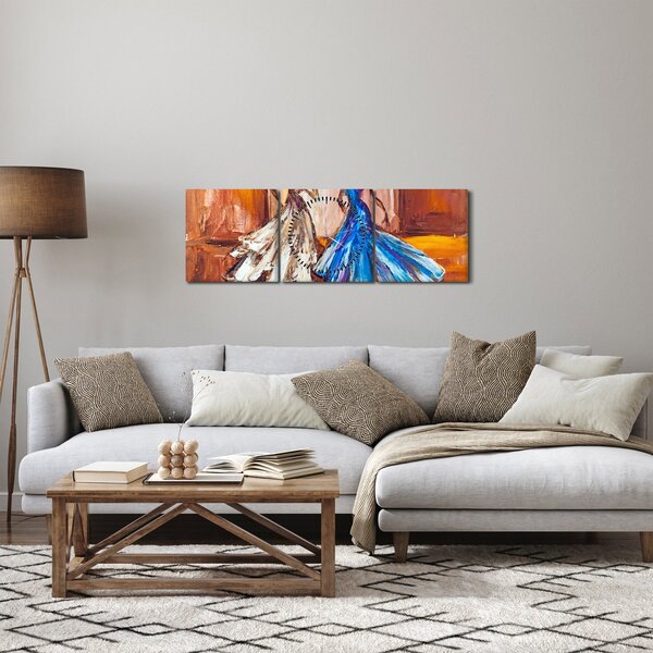 Obraz - Tanečnica, olejomaľba (s hodinami) (90x30 cm)