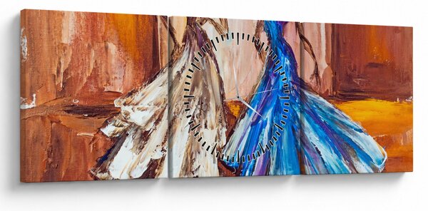 Obraz - Tanečnica, olejomaľba (s hodinami) (90x30 cm)