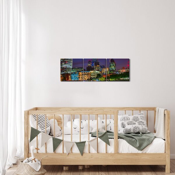 Obraz - Večerný Londýn (s hodinami) (90x30 cm)