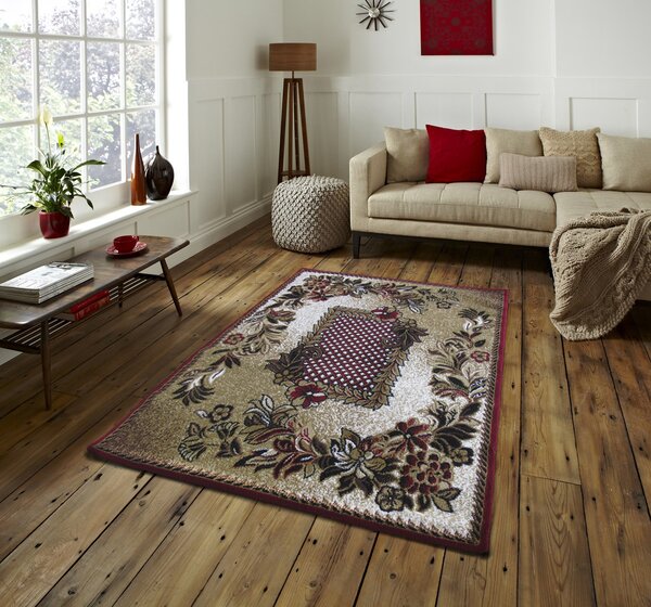 DY Červený koberec s kvetinovým vzorom Alfa 01 Rozmer: 80x150 cm