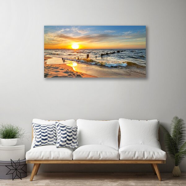 Obraz Canvas More západ slnka pláž 125x50 cm