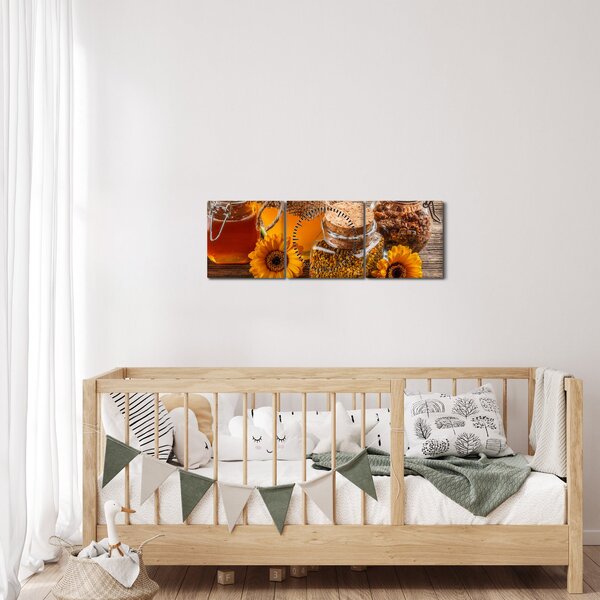 Obraz - Zátišie s medovými pohármi (s hodinami) (90x30 cm)
