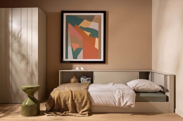 MUZZA Rohová posteľ arte 90 x 200 cm piesková