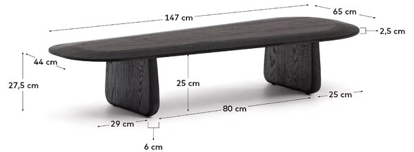 MUZZA Konferenčný stolík Bonnie 147 x 65 cm Čierny