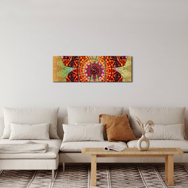 Obraz - Etno motýľ (s hodinami) (90x30 cm)