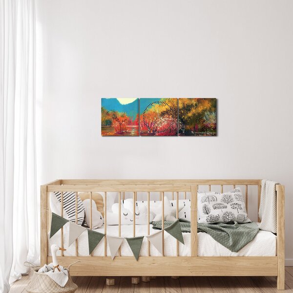 Obraz - Farby jesene (s hodinami) (90x30 cm)