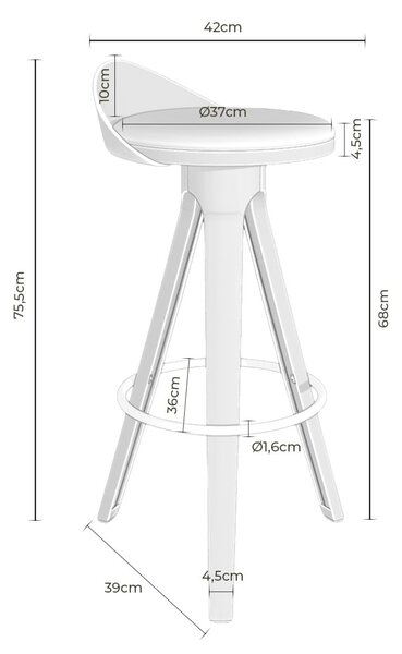 MUZZA Barová stolička Silas 75,5 cm Béžová