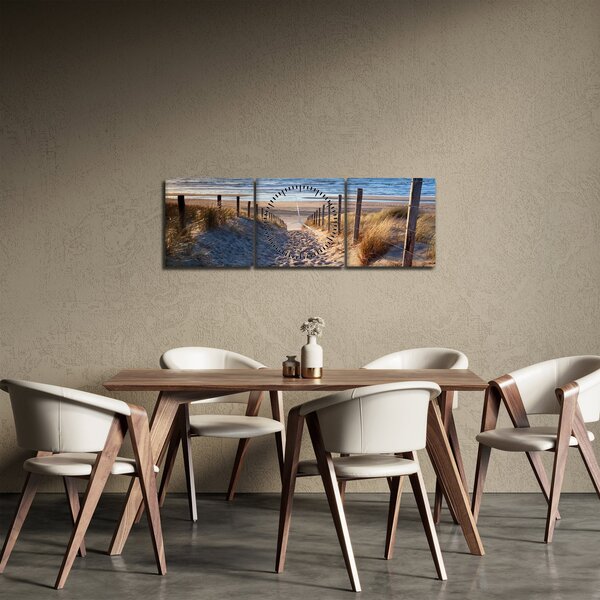 Obraz - Cesta k pláži Severného mora, Holandsko (s hodinami) (90x30 cm)