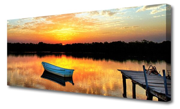 Obraz Canvas Loďka most jazero príroda 125x50 cm