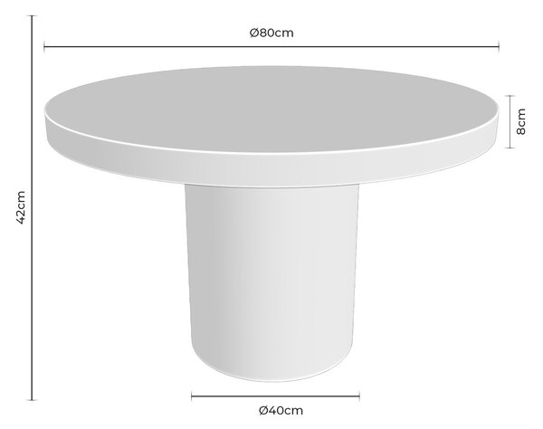 MUZZA Záhradný konferenčný stolík Lyn ø 80 cm Biely