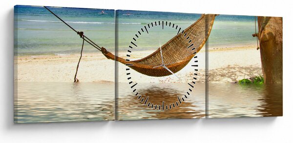 Obraz - Relax na pláži (s hodinami) (90x30 cm)