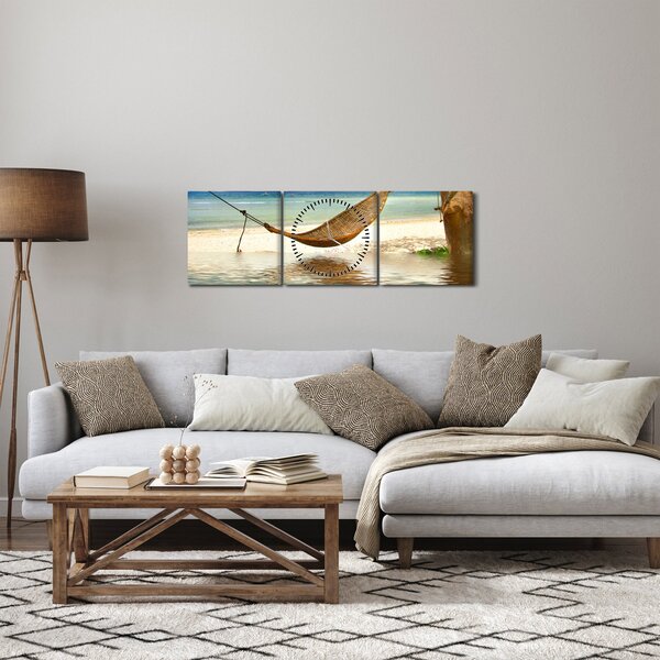 Obraz - Relax na pláži (s hodinami) (90x30 cm)