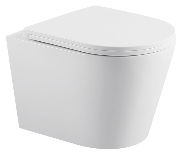 Erga Vento, závesná WC misa 490x365x365mm, Tornado 2 + toaletné sedadlo s pomalým zatváraním, biela, ERG-V03-VENTO-TO2-WH