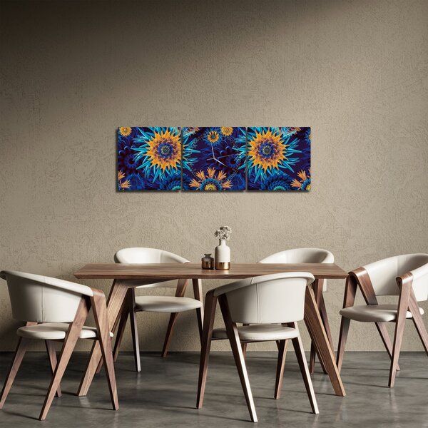 Obraz - 3D kvety (s hodinami) (90x30 cm)