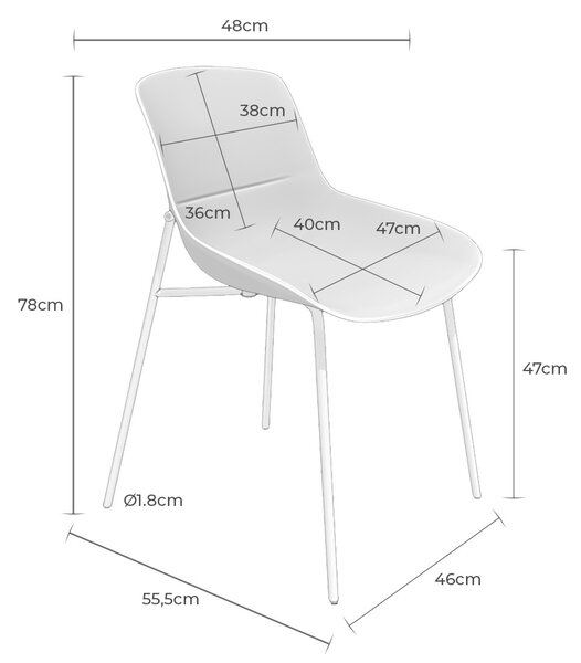 MUZZA Jedálenská stolička LETTA 47 cm čierna