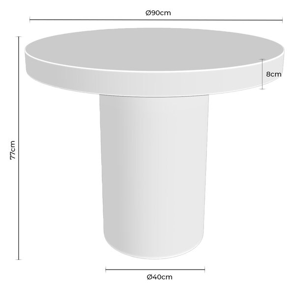 MUZZA Záhradný jedálenský stôl Lyn ø 90 cm Biely