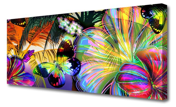 Obraz Canvas Abstrakcie motýle pierka 125x50 cm