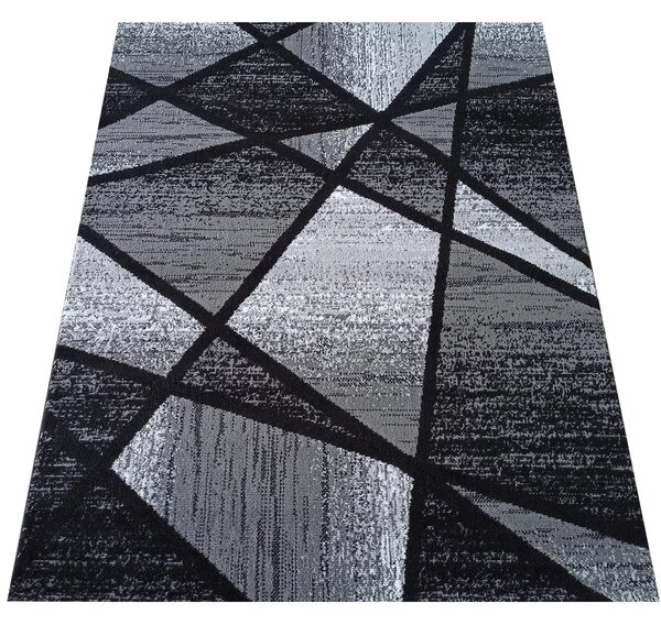 DY Čierno-sivý koberec s geometrickým vzorom Soho 06 Rozmer: 80x150 cm