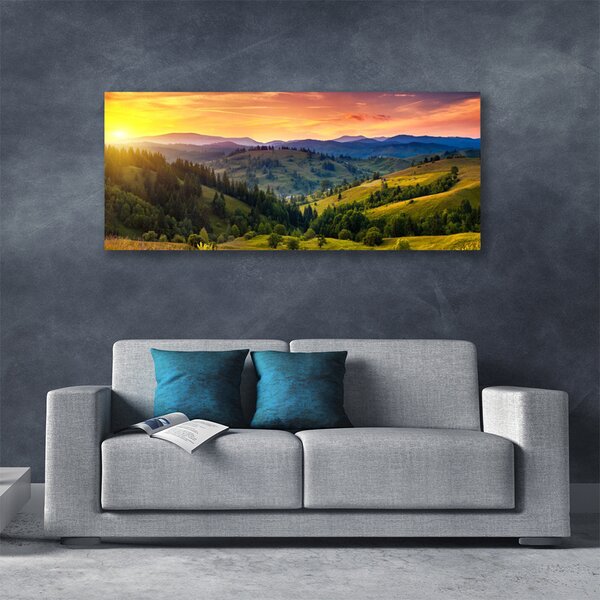 Obraz Canvas Krajina lúka západ 125x50 cm