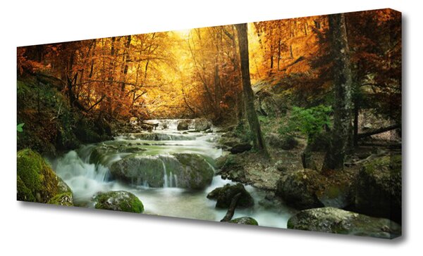 Obraz Canvas Vodopád príroda les jeseň 125x50 cm