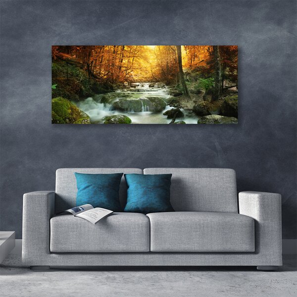 Obraz Canvas Vodopád príroda les jeseň 125x50 cm