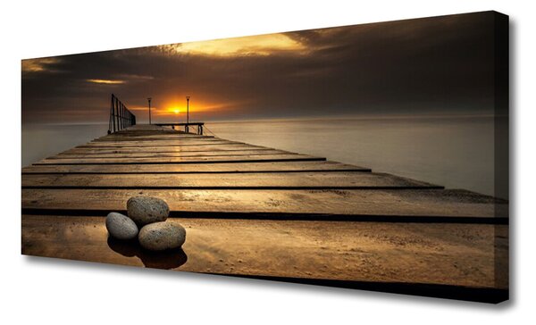 Obraz Canvas More mólo západ slnka 125x50 cm