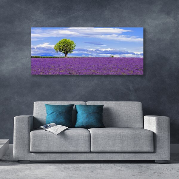 Obraz Canvas Pole levanduľa strom príroda 125x50 cm