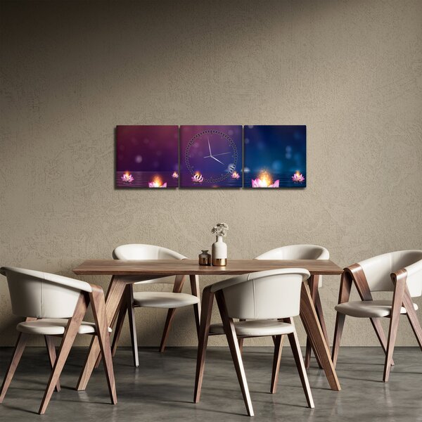 Obraz - Čarovné lekná (s hodinami) (90x30 cm)