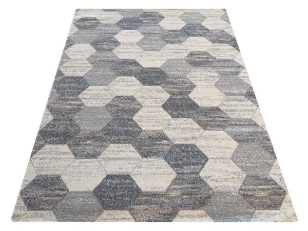 DY Sivý koberec s geometrickým vzorom hexagon Vista 02 Rozmer: 80x150 cm