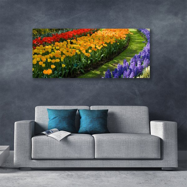 Obraz Canvas Kvety záhrada tulipány 125x50 cm