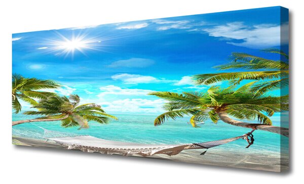 Obraz Canvas Tropické palmy hamaka pláž 125x50 cm