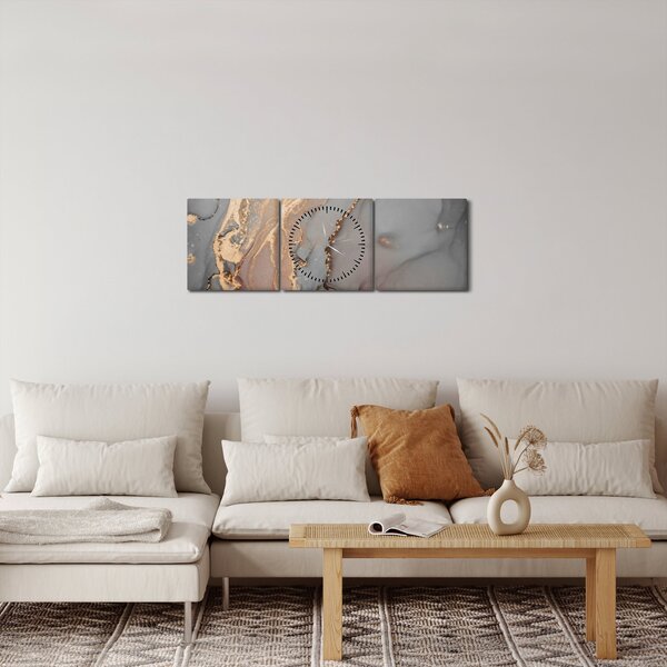 Obrázok - Šedo-zlatý mramor (s hodinami) (90x30 cm)