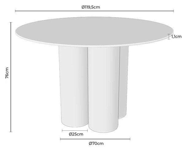 MUZZA Jedálenský stôl Gabin Ø 120 cm Prírodný