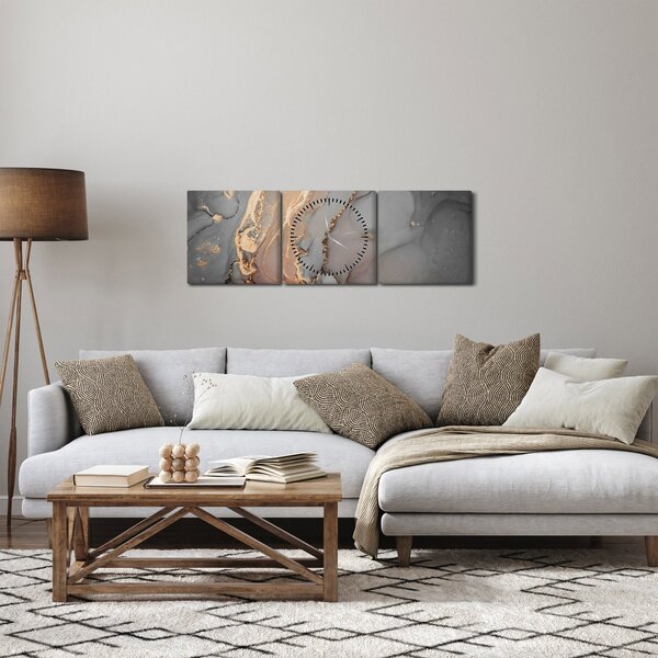 Obrázok - Šedo-zlatý mramor (s hodinami) (90x30 cm)