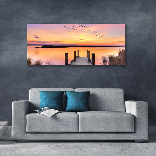Obraz Canvas Mólo západ slnka jazero 125x50 cm