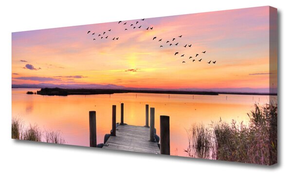 Obraz Canvas Mólo západ slnka jazero 125x50 cm