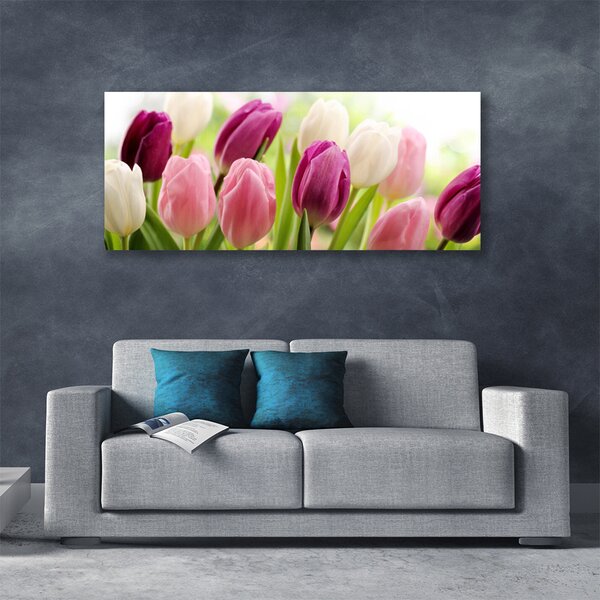 Obraz Canvas Tulipány kvety príroda lúka 125x50 cm