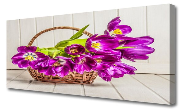 Obraz Canvas Kvety v košíku 125x50 cm