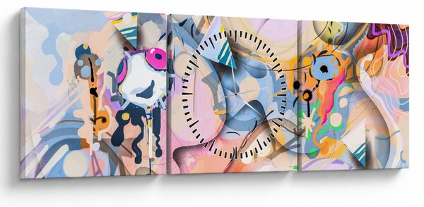 Obraz - Rozprávková abstrakcia (s hodinami) (90x30 cm)