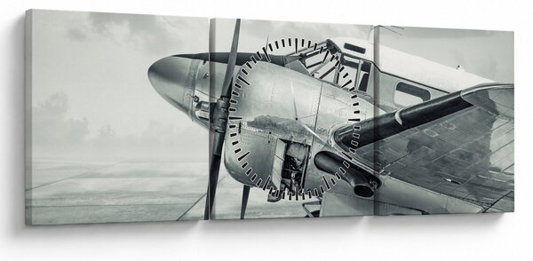 Obraz - Lietadlo (s hodinami) (90x30 cm)